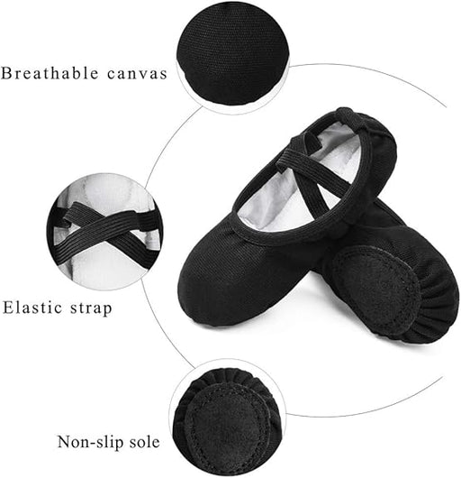 Zapatillas de ballet de lona Stelle para niñas pequeñas, sin cordones - Quierox - Tienda Online