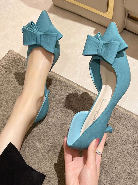 Zapatos elegante nudo de mariposa decorado tacón alto, perfecto para noche fiesta - Quierox - Tienda Online