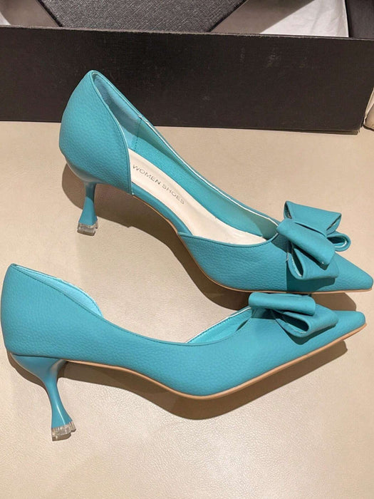 Zapatos elegante nudo de mariposa decorado tacón alto, perfecto para noche fiesta - Quierox - Tienda Online