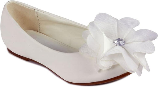 Zapatos planos de Cenicienta con flor para niños pequeños, Blanco - Quierox - Tienda Online