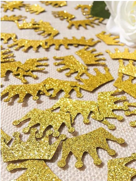 100pcs Crown Shaped Party Confetti, Modern Glitter Detail Paper Throwing Confett - Quierox - Tienda Online