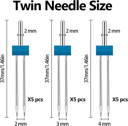 15 piezas de agujas gemelas para máquina de coser con 2 prensatelas - Quierox - Tienda Online