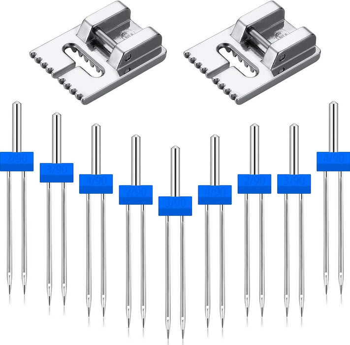 15 piezas de agujas gemelas para máquina de coser con 2 prensatelas - Quierox - Tienda Online