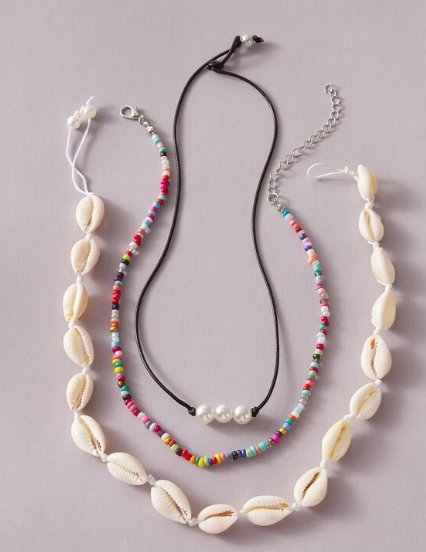 3pcs Shell & Bead Decor Necklace - Quierox - Tienda Online