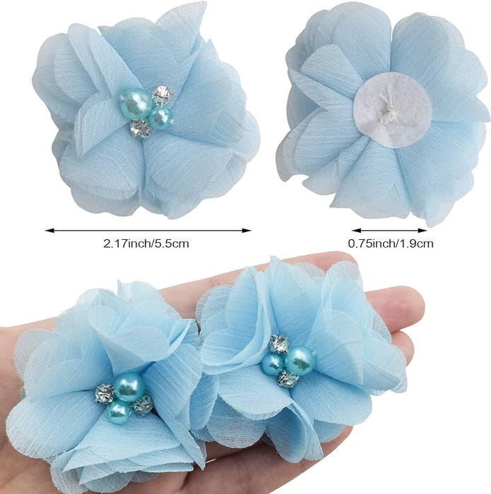 50 piezas mix de flores de gasa con diamantes de imitación de 2.0 in - Quierox - Tienda Online