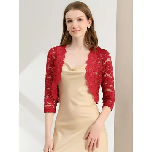 Allegra K para Mujer pura Encaje Floral Top Bolero - Quierox - Tienda Online