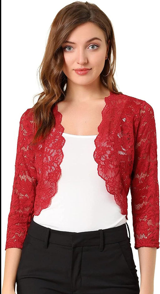 Allegra K para Mujer pura Encaje Floral Top Bolero - Quierox - Tienda Online