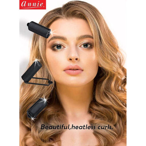 Annie Silky Satin Rollers Tamaño Jumbo 6Ct Negro - Quierox - Tienda Online