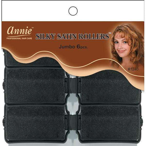 Annie Silky Satin Rollers Tamaño Jumbo 6Ct Negro - Quierox - Tienda Online