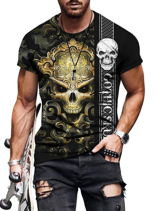 Camiseta Unisex con estampado 3D de calavera y rosa para hombre - Quierox - Tienda Online