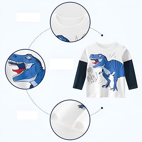 Camisetas de Manga Larga con diseño de Dinosaurio para bebés - Quierox - Tienda Online