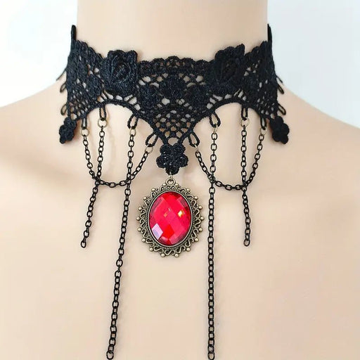 Collar De Encaje Negro De Estilo Gótico - Quierox - Tienda Online