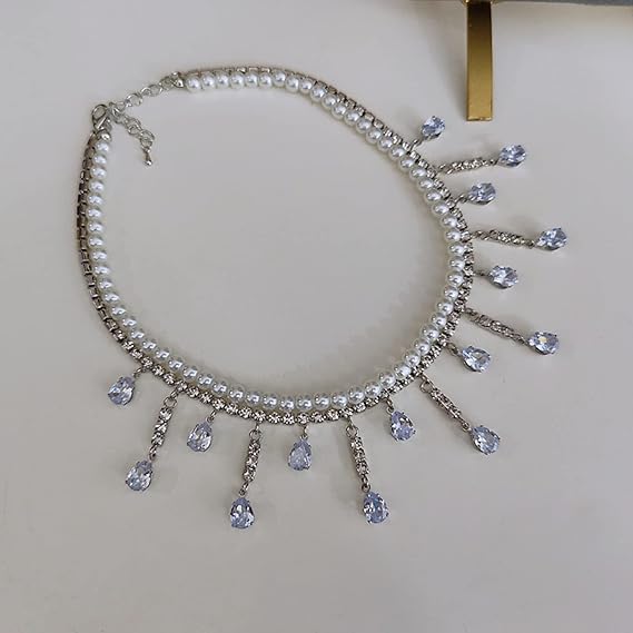 Collar de gota de agua de perlas de imitación y diamantes de imitación - Quierox - Tienda Online