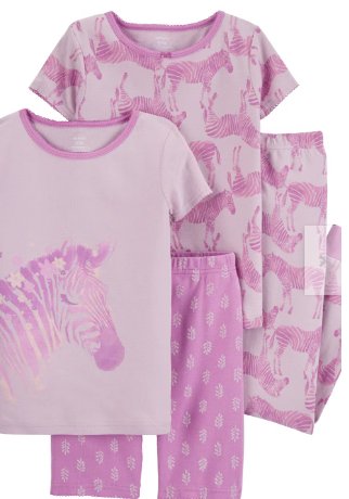 Conjunto 4 Piezas Pijama Algodon Niña Carter's - Quierox - Tienda Online