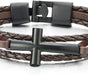 COOLSTEELANDBEYOND Pulsera de cuero trenzado marrón horizontal para hombre y mujer - Quierox - Tienda Online