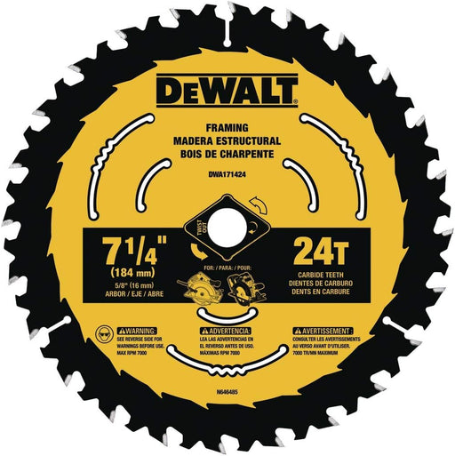 DEWALT - Hoja de sierra circular, 7 1/4 pulgadas, 24 dientes, para cortar madera - Quierox - Tienda Online