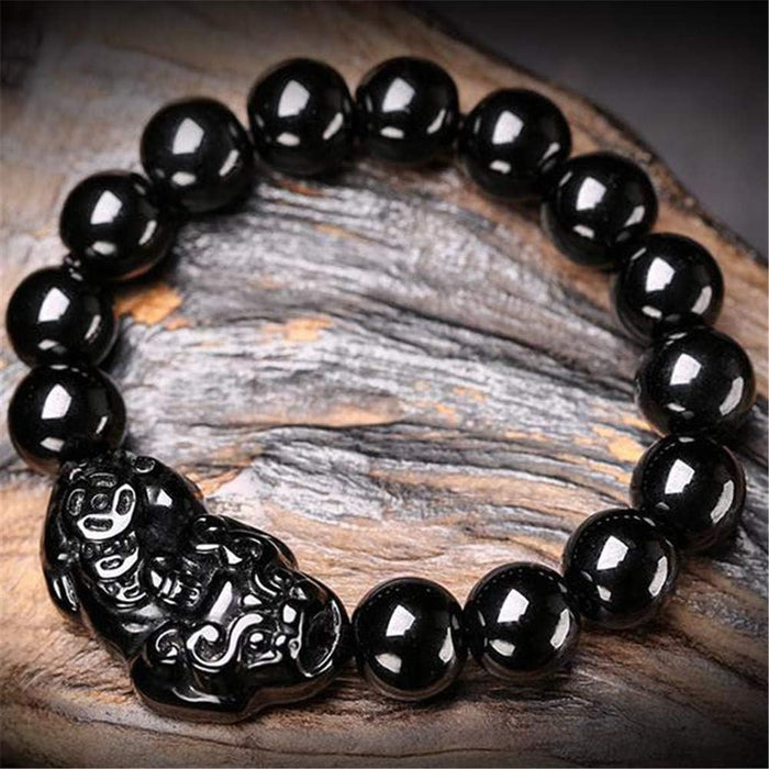 Feng Shui Pulsera de riqueza de obsidiana negra natural - Quierox - Tienda Online