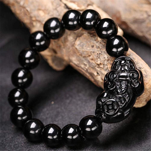 Feng Shui Pulsera de riqueza de obsidiana negra natural - Quierox - Tienda Online