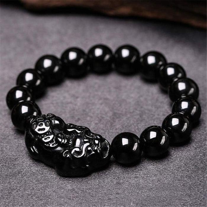 Feng Shui Pulsera de riqueza de obsidiana negra natural - Quierox - Tienda Online