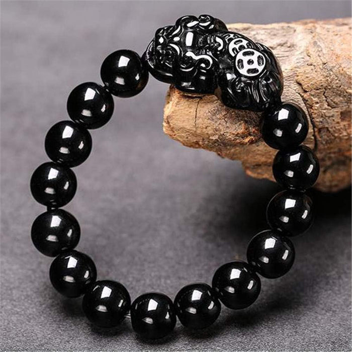 Feng Shui Pulsera de riqueza de obsidiana negra natural - Quierox - Tienda Online