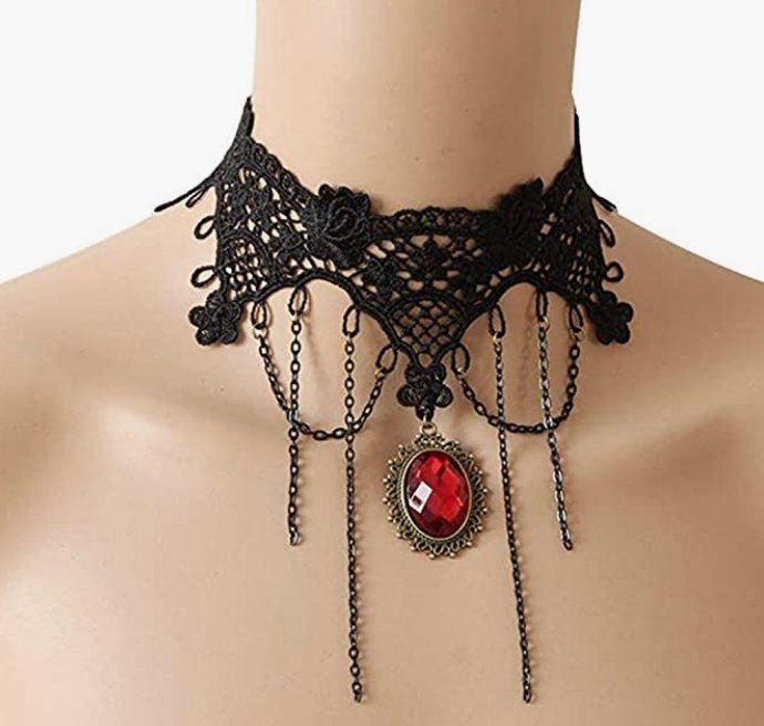 Gargantilla con encaje negro estilo steampunk - Quierox - Tienda Online