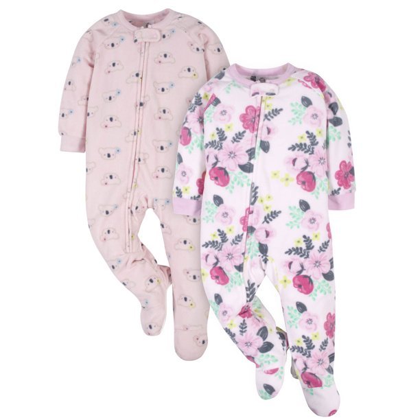 GERBER Pack de 2 pijamas de forro polar con flores y koalas para bebé niña - Quierox - Tienda Online