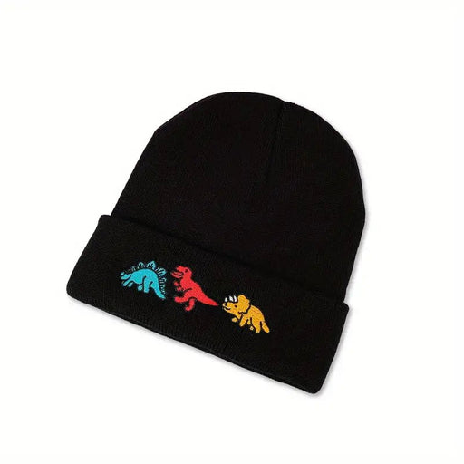 Gorro De Punto Con Patrón De Tres Dinosaurios Y Protección Para Oídos - Quierox - Tienda Online