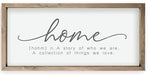 Home A Story Of Who We Are - Placa de madera enmarcada para pared (10.0 x 17.9 i - Quierox - Tienda Online