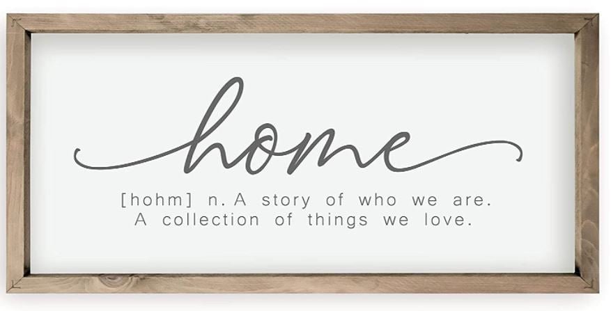 Home A Story Of Who We Are - Placa de madera enmarcada para pared (10.0 x 17.9 i - Quierox - Tienda Online