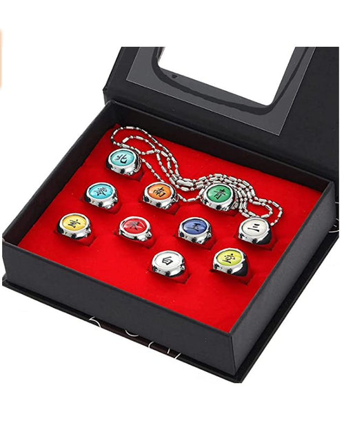 Juego de 10 anillos ajustables con caja y collar, accesorios de joyería para co - Quierox - Tienda Online