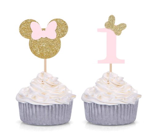 Juego de 24 decoraciones para cupcakes inspiradas en Minnie Mouse - Quierox - Tienda Online