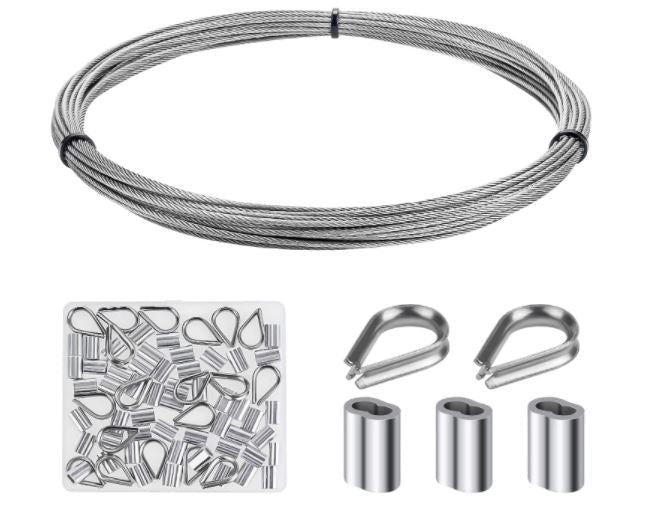 Kit de rieles de cable, cable de acero inoxidable de 1/16 pulgadas, 33 pies con - Quierox - Tienda Online
