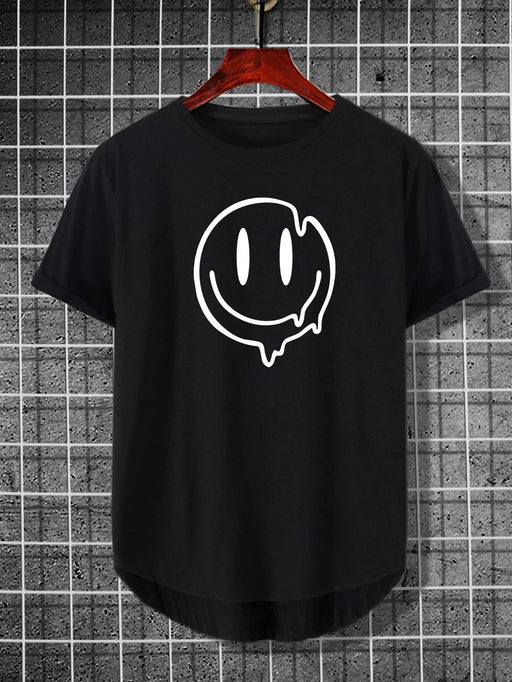 Manfinity Men Smile Face Print Tee - Quierox - Tienda Online