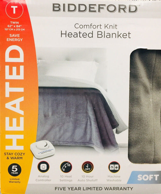 Manta de punto Biddeford Comfort con calefacción doble gris - Quierox - Tienda Online