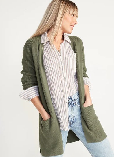 OLD NAVY Suéter abierto de línea larga con puntadas texturizadas para mujer - Quierox - Tienda Online