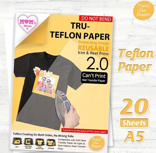 Papel de teflón brillante para camisetas de transferencia de calor - Quierox - Tienda Online