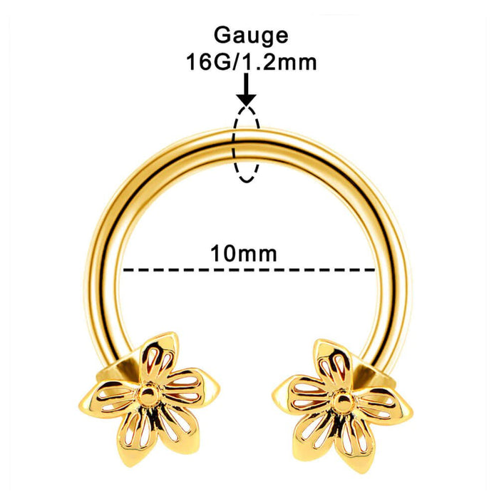 Pendiente de hélice de flor de imitacion de oro, anillo de tabique de herradura - Quierox - Tienda Online