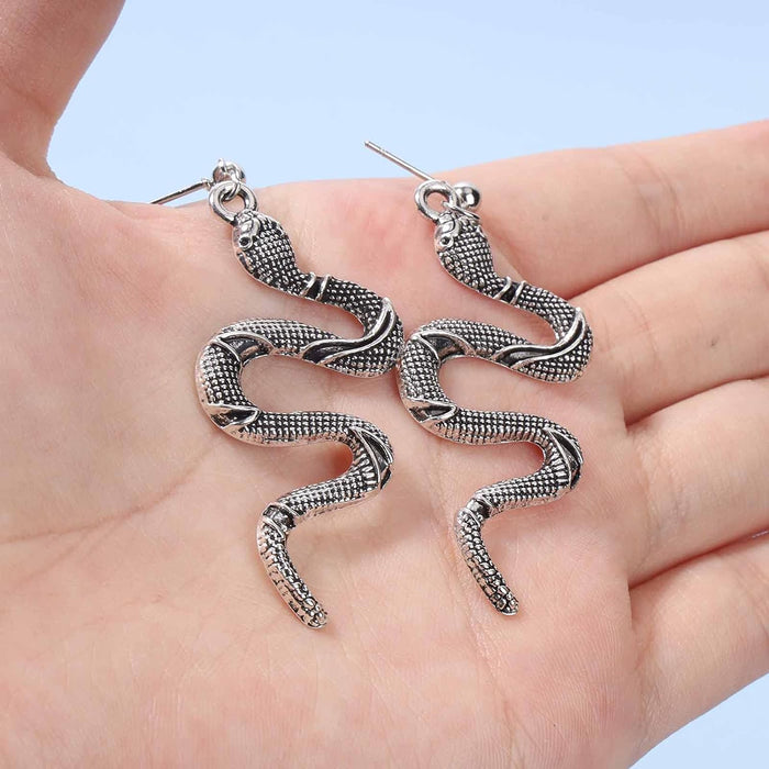 Pendientes colgantes de serpiente plateado - Quierox - Tienda Online