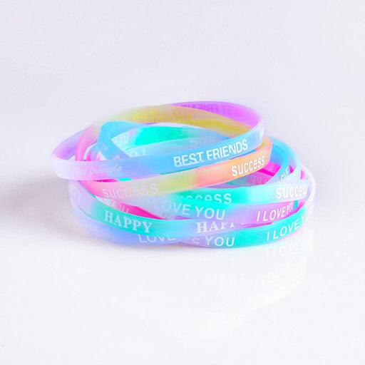 Pulsera de silicona luminosa con letras impresas - Quierox - Tienda Online