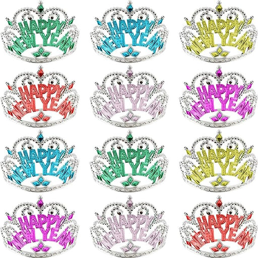 Rcanedny 12 Piezas Diadema de Feliz Año Nuevo Corona Sombreros de Nochevieja Tiara - Quierox - Tienda Online