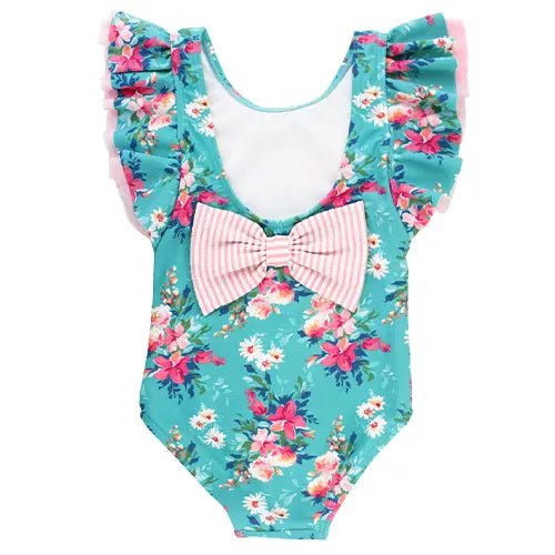 RuffleButts Fancy Me Traje de baño de una pieza con manga de mariposa floral - Quierox - Tienda Online