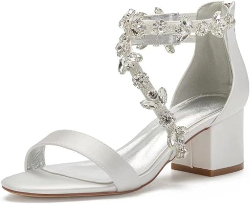 Sandalias de boda con tacón de bloque para novia - Quierox - Tienda Online