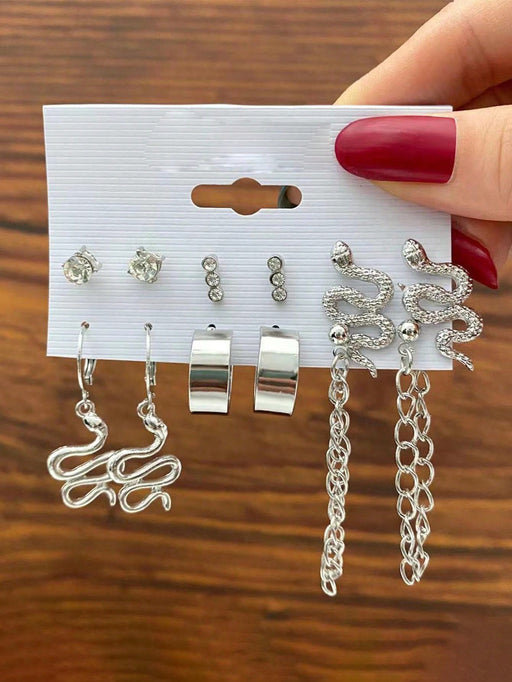 Set de aretes de serpiente y con decoración de diamantes de imitación - Quierox - Tienda Online