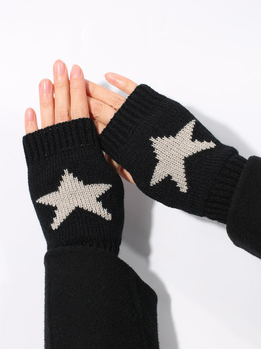 SHEIN 1 par de guantes con punta abierta y patrón de estrella - Quierox - Tienda Online