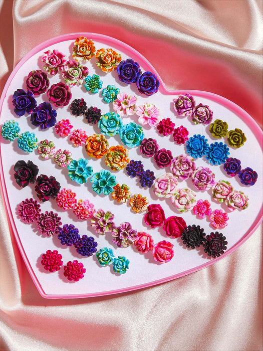 SHEIN 36 pares aretes de flor al azar - Quierox - Tienda Online