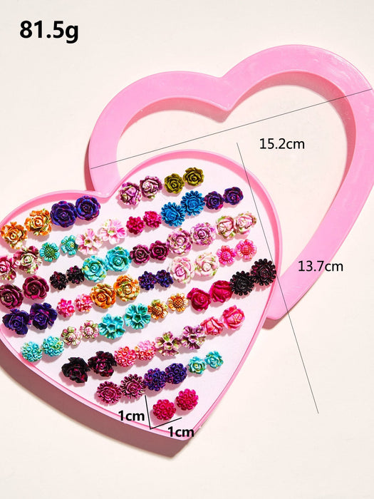 SHEIN 36 pares aretes de flor al azar - Quierox - Tienda Online