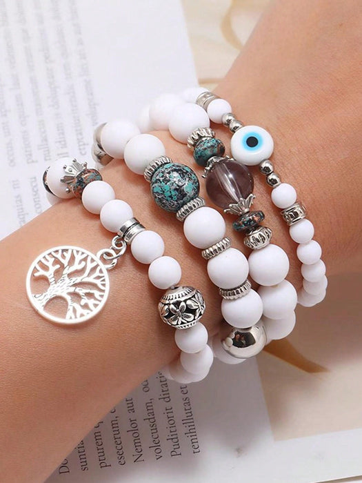 SHEIN 4 Piezas/set Pulseras De La Vida Del Árbol De Bohemia De Múltiples Capas - Quierox - Tienda Online