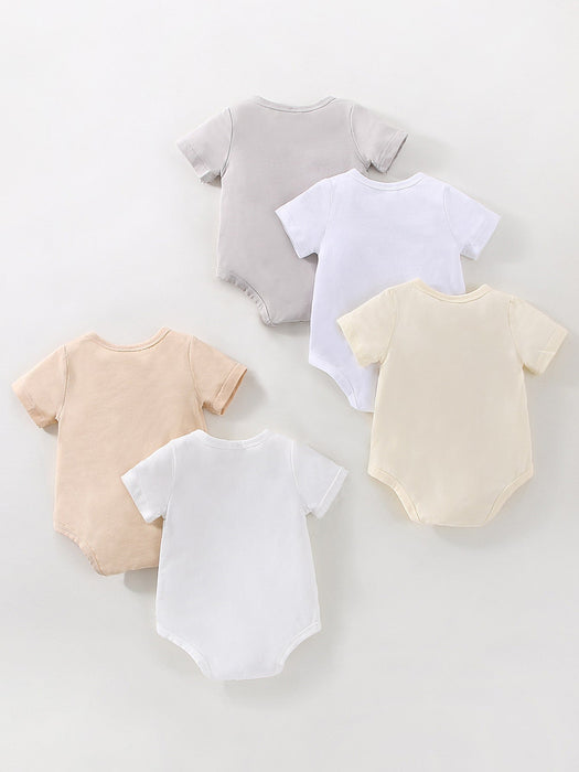 SHEIN 5 Piezas Body De Bebé Con Botones Delanteros Y Con Diseño Sólido - Quierox - Tienda Online