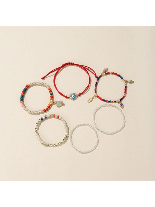 SHEIN 6 Unids/set Pulseras De Cuentas En Rosa - Quierox - Tienda Online