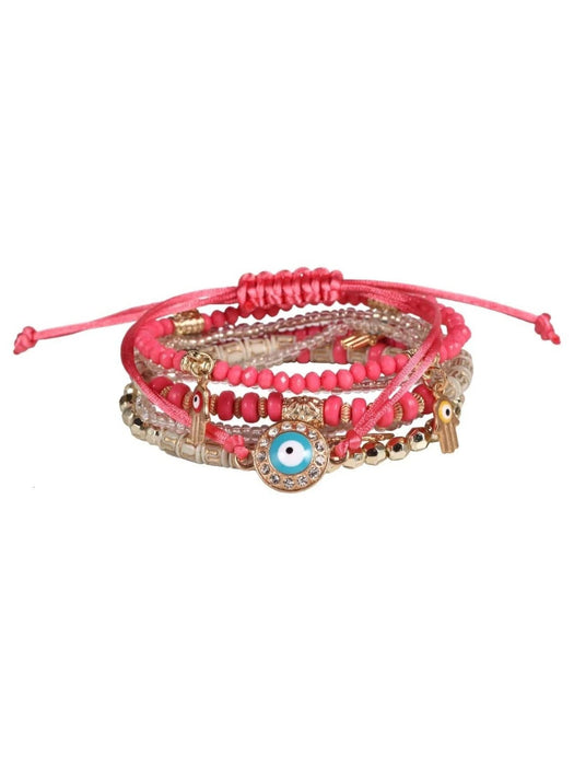 SHEIN 6 Unids/set Pulseras De Cuentas En Rosa - Quierox - Tienda Online